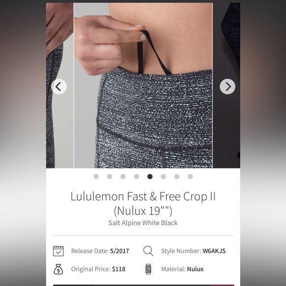 Lululemon- 25” Fast & Free Crop II High-Rise- Dark Grey & Black- Size 10 - Picture 12 of 16